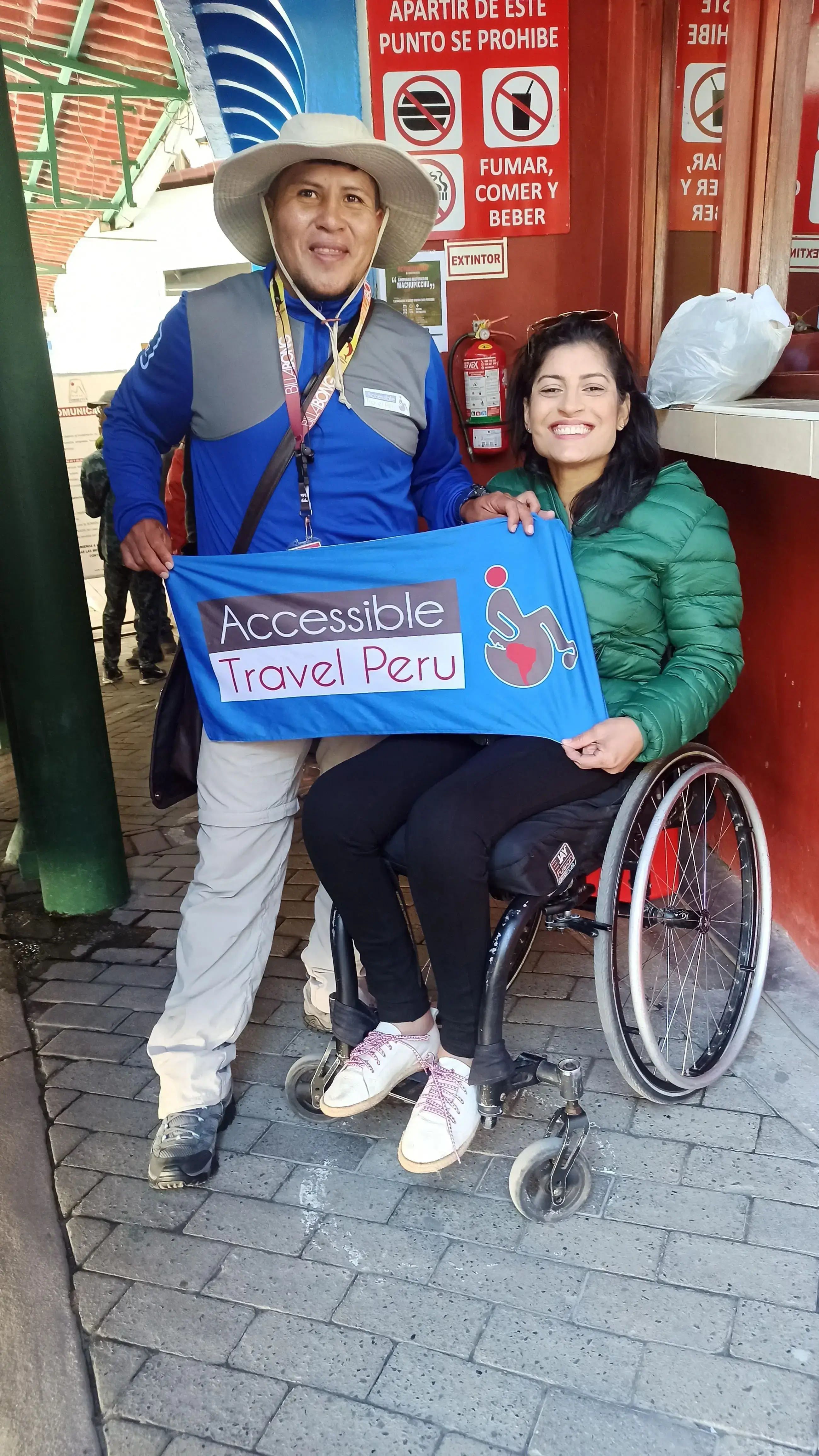 Franciely from Brazil wheelchair traveler accessible Peru tour Accessible Travel Peru flag